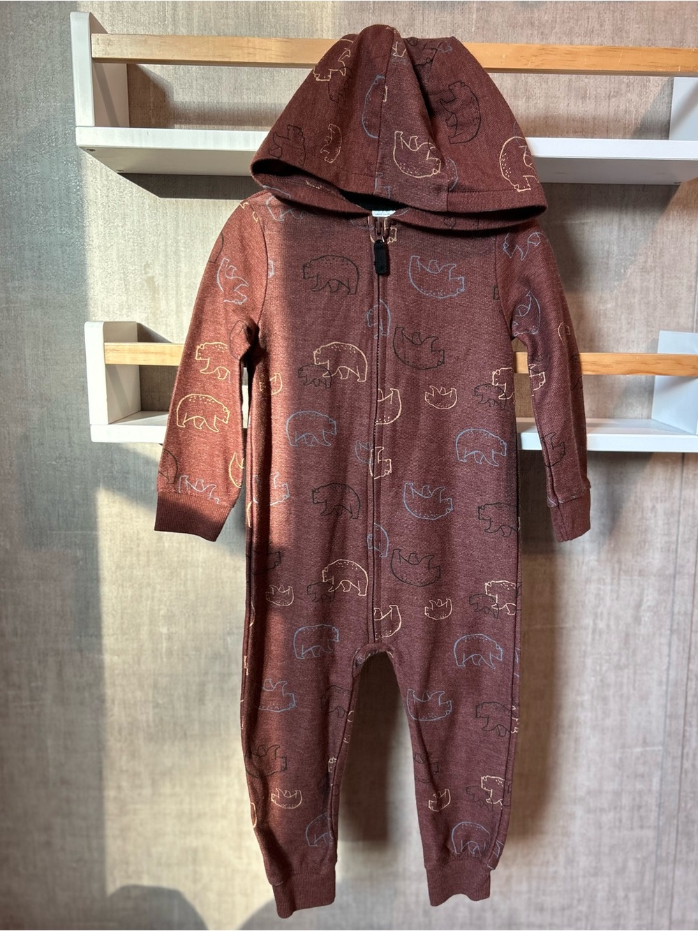 Carters Cozy Brown Bear Hooded One-Piece for Kids